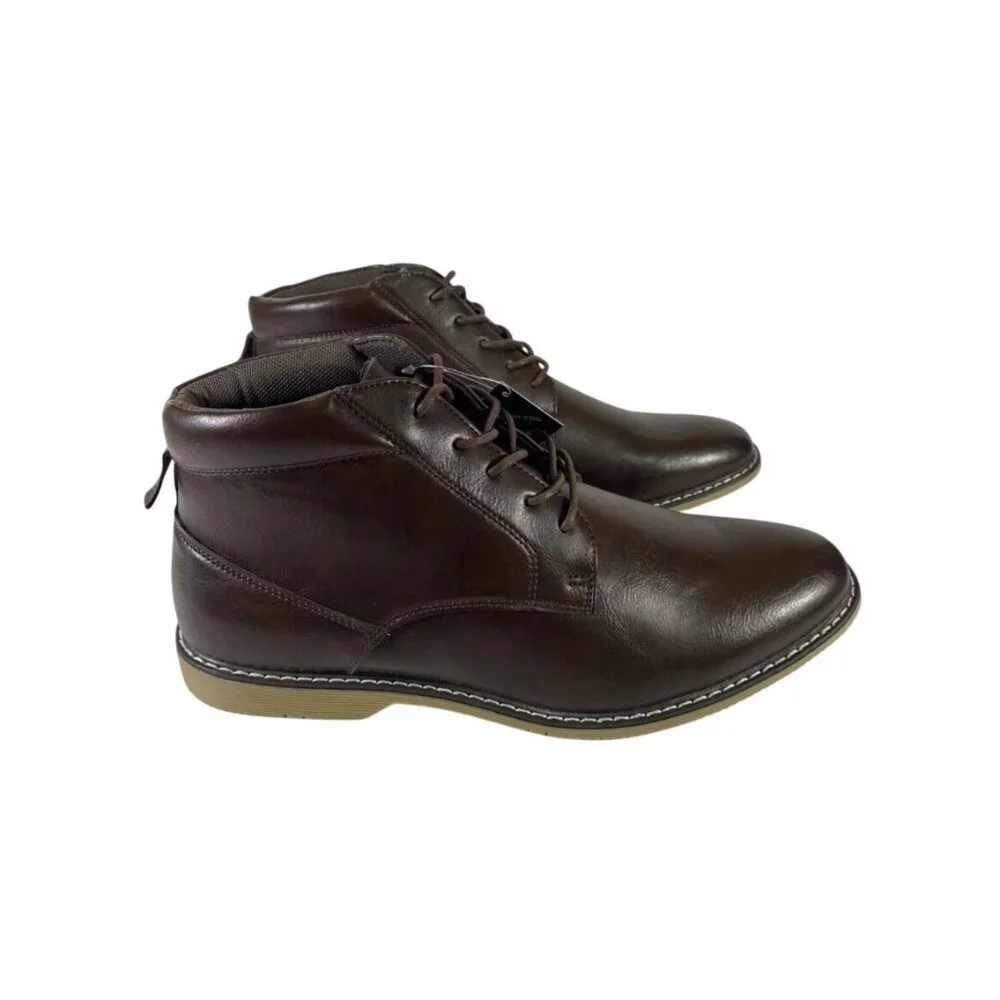 Mens London Fog Chukka Boots Brown With Memory Foam Soles $120 MSRP
